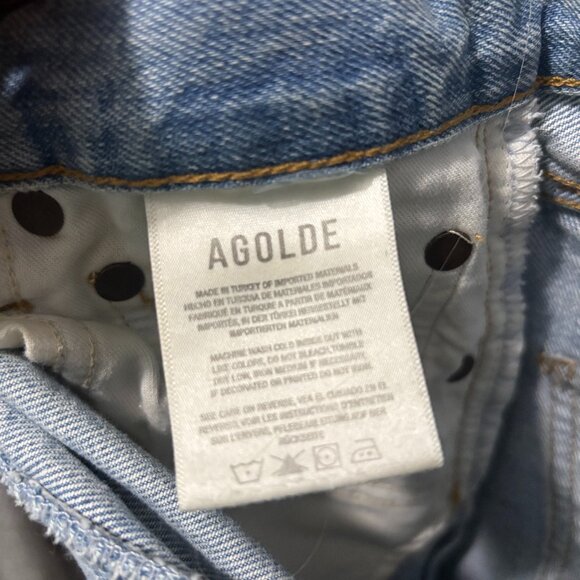AGOLDE (Los Angelos) Straight Jeans in Light Wash Size 24 Distressed - Picture 12 of 14